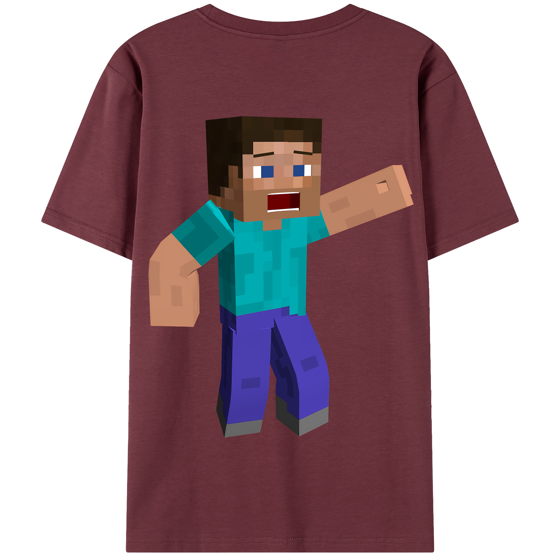 （画像用） マインクラフト ブロックの世界 Minecraft MC Block world 綿100％半袖Tシャツ（背面プリント）